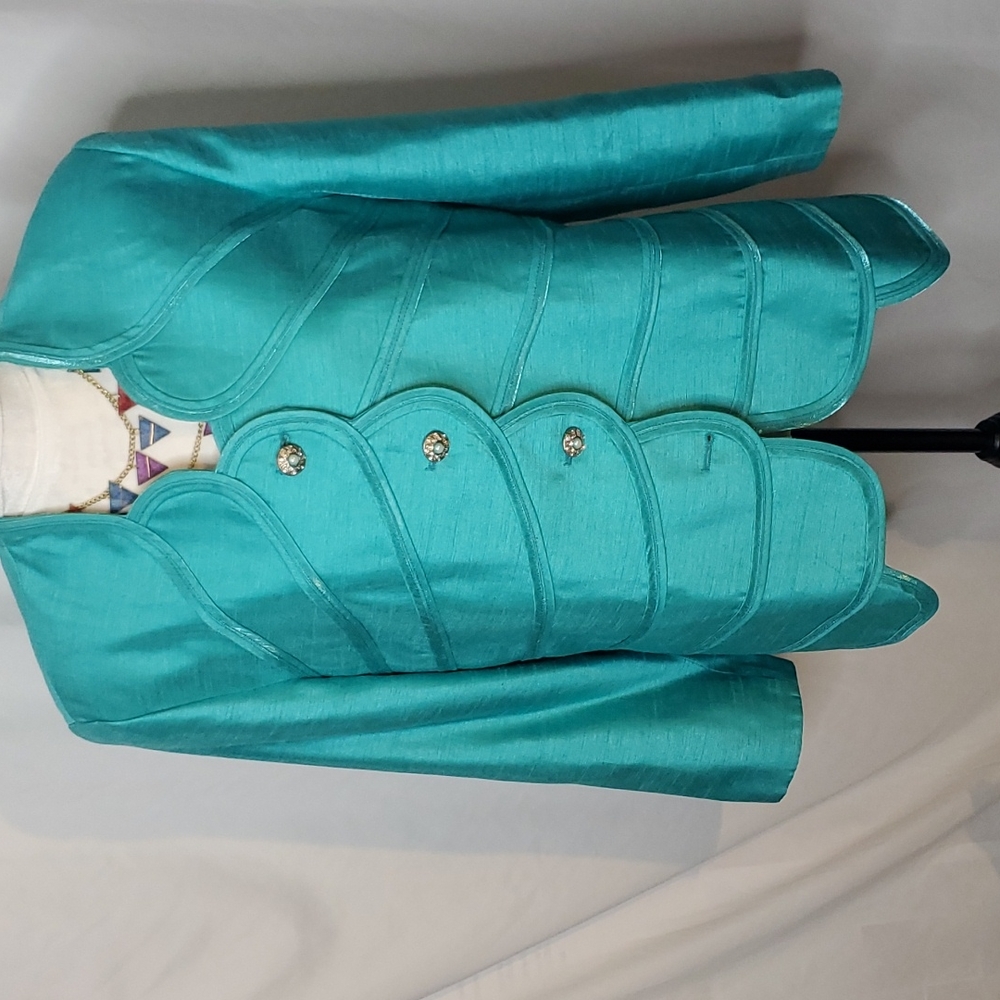 MOSHITA COUTURE AQUA/TEAL blazer sz 16